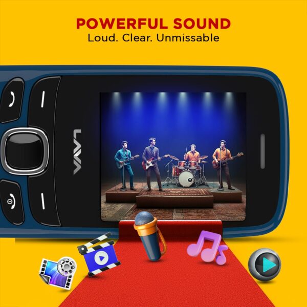 Lava A1 Music(Blue), Bluetooth Support, Smart AI Battery, Military Grade Certified,4 Days Battery Backup, Keypad Mobile