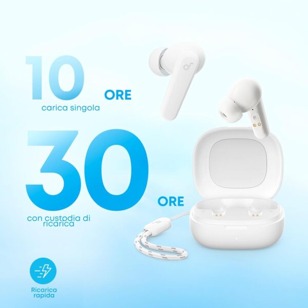 soundcore by Anker R50i VI True Wireless Earbuds, 10mm Drivers with Big Bass, Bluetooth 5.3, 30H Long Playtime, Water-Resistant, 2 Mics for AI Clear Calls, 22 Preset EQs, Customization (White)