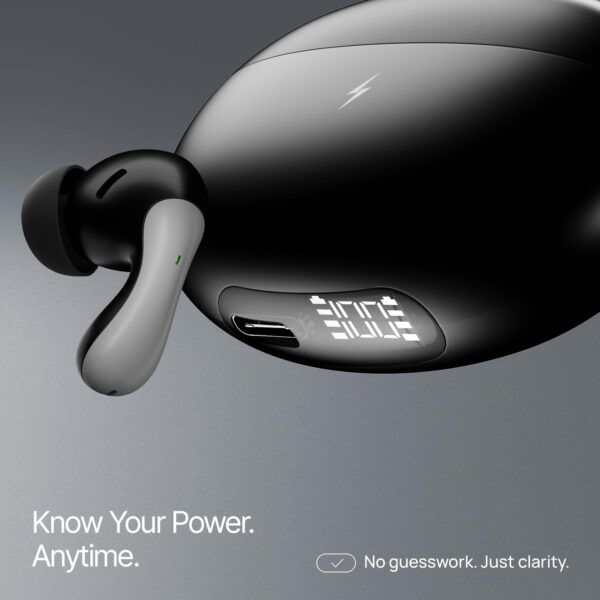 Fire-Boltt Newly Launched Aero Drift TWS Earbuds Custom EQ Wireless Bluetooth 5.4 Music & App Support 50H Playtime Battery Display Fast Charging Case 50ms Low Latency Touch Controls Stone Black