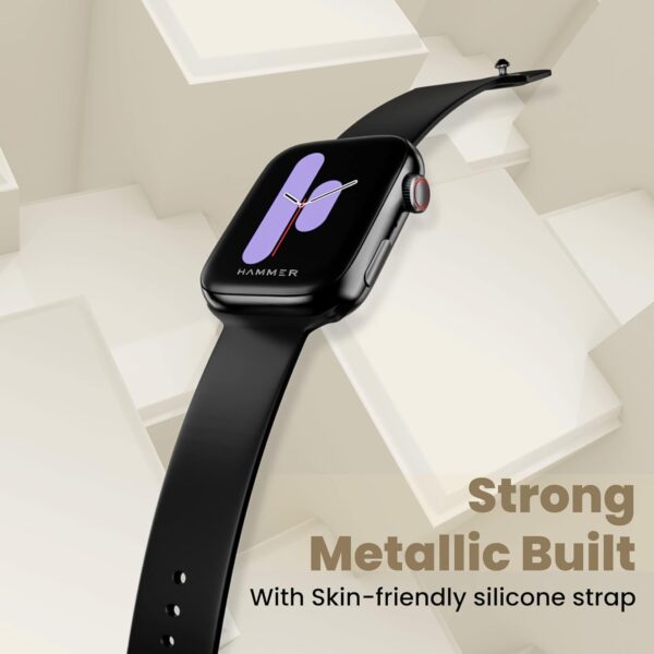 HAMMER Ace 3.0 Bluetooth Calling Smart Watch with Largest 1.85" IPS Display, Dual Mode, Spo2, Heart Rate, Strong Metallic Body & Skin Friendly Strap (Black)