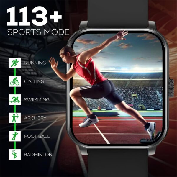 PunnkFunnk NovoLux HD Display Smartwatch for Men & Women Answer/Make Calls, Heart Rate Monitor, 113+ Sports Modes, Step Counter, IP68 Waterproof, Compatible with Android & iOS(Black)