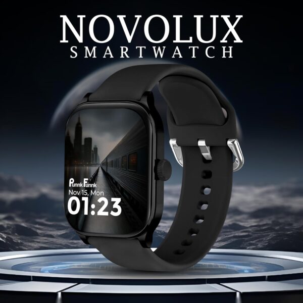PunnkFunnk NovoLux HD Display Smartwatch for Men & Women Answer/Make Calls, Heart Rate Monitor, 113+ Sports Modes, Step Counter, IP68 Waterproof, Compatible with Android & iOS(Black)