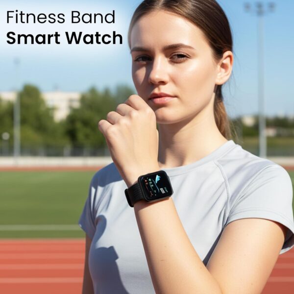 Bouncefit M I D116 Fitness Band Smart Watch for Men, Women, Boys, Girls, Kids – Single Touch Interface, Water Resistant, Workout Modes, Quick Charge Sports Smartwatch – Black I