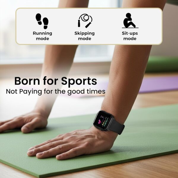 Bouncefit D20 Y68 Fitness Band Smart Watch for Men, Women, Boys, Girls, Kids – Single Touch Interface, Water Resistant, Workout Modes, Quick Charge Sports Smartwatch – Jet Black