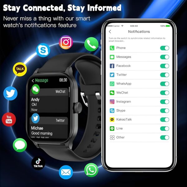 PunnkFunnk NeoLux 1.96” HD Display Smartwatch for Men & Women 2025 with 110+ Sports Modes, Heart Rate, Sleep Monitor IP68 Waterproof, Answer/Make Calls for Android & iOS (Black, NeoLux)