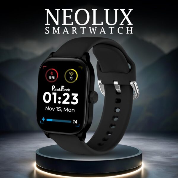 PunnkFunnk NeoLux 1.96” HD Display Smartwatch for Men & Women 2025 with 110+ Sports Modes, Heart Rate, Sleep Monitor IP68 Waterproof, Answer/Make Calls for Android & iOS (Black, NeoLux)