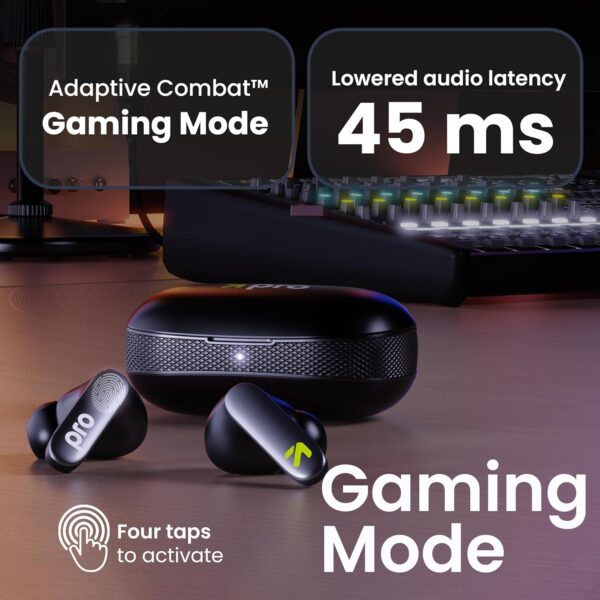 GOBOULT Y1 Pro Ear Buds Wireless 60H Playtime, 4 Mics Calling, 45ms Low Latency Gaming, Made in India,13mm Bass Driver Earbuds Buds TWS Bluetooth Wireless Earphone (Jet Black)