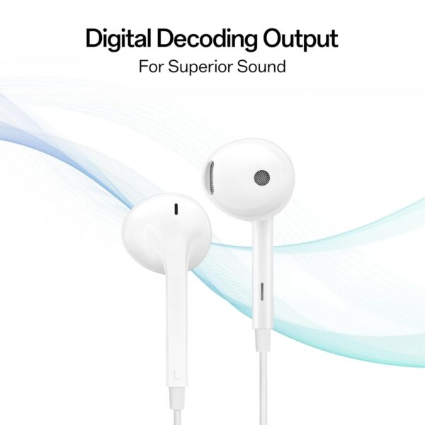 Oppo Type-C Half-in-Ear Wired Earbuds,14.2mm Dynamic Coil, with Multi-Function Remote-MH136 (White)