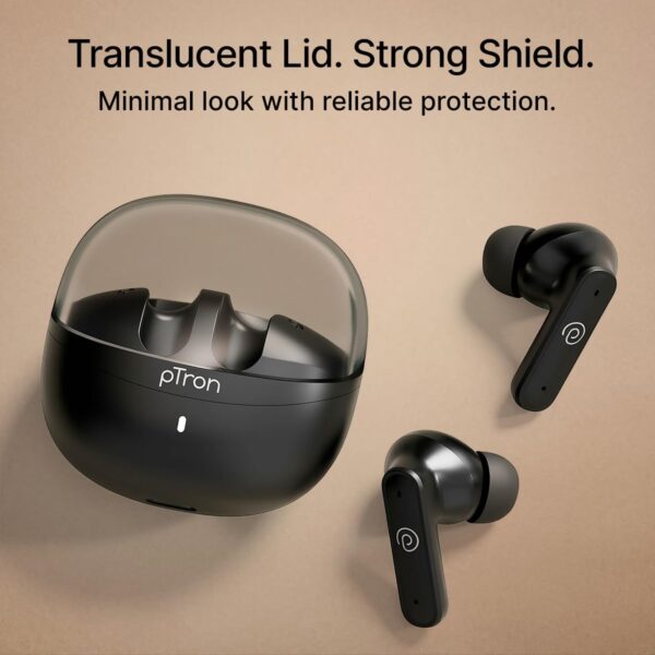 pTron Bassbuds Indie In-Ear TWS Earbuds w/ 10mm Drivers, 45Hrs Playtime, Dual HD Mic & AI-ENC Calls, Custom EQ, Mobile App, Bluetooth V5.4 Earphones, Voice Assistant, Type C Charging & IPX5(Jet Black)