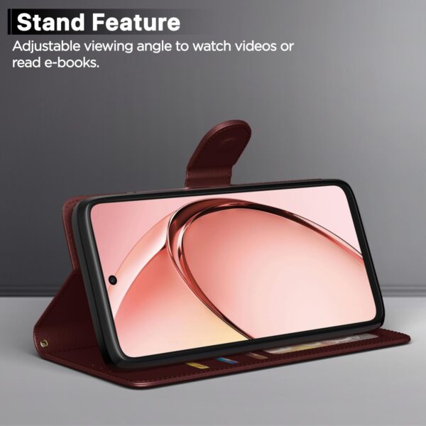 Pikkme Flip Cover for Oppo A3x 5G Brown Leather Case