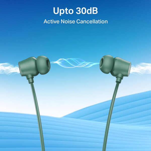 Boat Rockerz 301 ANC, (~30dB) ANC, 13mm Drivers,ENx, 40ms Low Latency, Hall Switch, Stream Ad Free Music via App Support, Bluetooth Neckband, Wireless with Mic Earphones (Green)