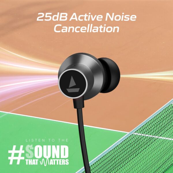 Boat Rockerz 280 ANC w/Crystal Bionic Sound Powered by Dirac Opteo, Active Noise Cancellation, 13mm Drivers, ASAP Charge, 24H Playback & ENx Tech in- Ear Bluetooth Neckband(Gunmetal Black)