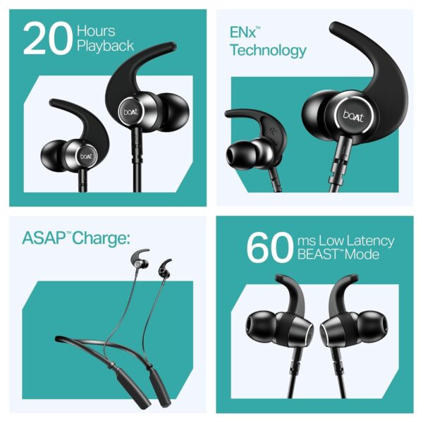 boAt Bluetooth Neckband Active Black