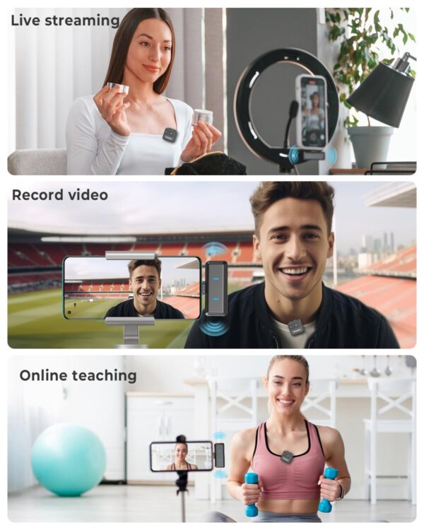 GRENARO P10 Wireless Mic for YouTube with 3-Level Noise Reduction, Mic Wireless with 40H Charging Case, Mike for YouTube Channel