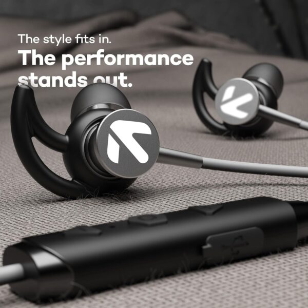 GOBOULT EQCharge Bluetooth Earphones with 32H Playtime, Zen ENC Mic, Dual Device Connectivity, Type C Fast Charging, 14.2mm Bass Driver, Made in India (Jet Black)