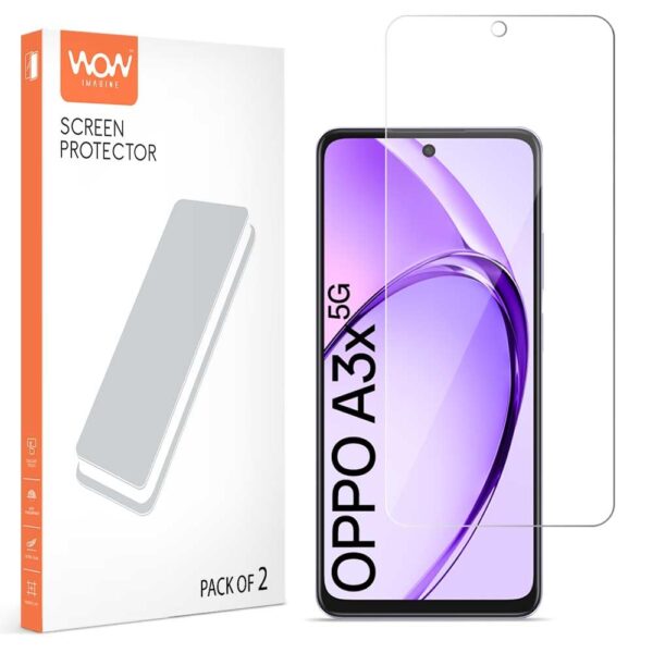 WOW IMAGINE Unbreakable Nano Film Glass Screen Protector for Oppo A3x 5G | A3x 4G | A3 5G [ Flexible like a Screen Guard, Harder than a Tempered Glass ] - Pack Of 2