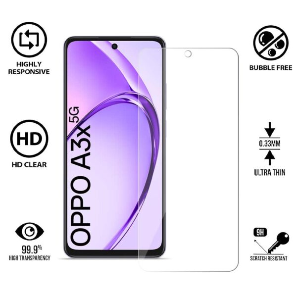 WOW IMAGINE Unbreakable Nano Film Glass Screen Protector for Oppo A3x 5G | A3x 4G | A3 5G [ Flexible like a Screen Guard, Harder than a Tempered Glass ] - Pack Of 2