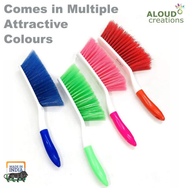 ALOUD CREATIONS Long Bristle Polypropylene Dust Cleaning Brush | Ideal For Carpet Cleaning, Car Seat, Bed, Sofa, Curtains, Mats And Household Upholstery Cleaning | Multicolour | Pack Of 2