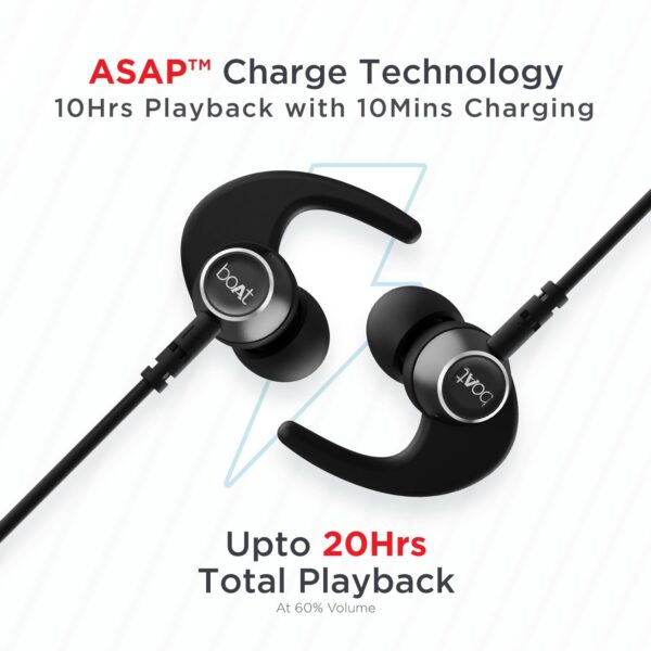 Boat Rockerz 235 Pro Wireless Bluetooth Neckband in Ear Earphone, Upto 20 hrs of Playtime, Beast Mode, Low Latency, IPX5 Water & Sweat Resistance, ENx Technology, Bluetooth v5.2(Active Black)