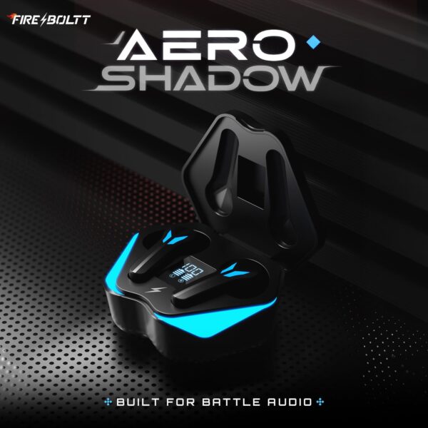 Fire-Boltt Aero Shadow TWS Earbuds Custom EQ, RGB Lights, Wireless Bluetooth 5.4, Music & App Support, 50H Playtime, Fast Charging Case, 50ms Low Latency for Gaming, Touch Controls - Onyx Black