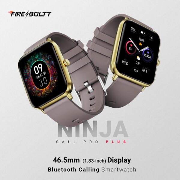 Fire-Boltt Ninja Call Pro Plus Bluetooth Calling Smart Watch, 1.83″ Display, AI Voice Assistant, 120+ Sports Modes, IP67 Waterproof, SpO2 & Heart Rate Monitor Smartwatch for Women - Cinnamon Slate