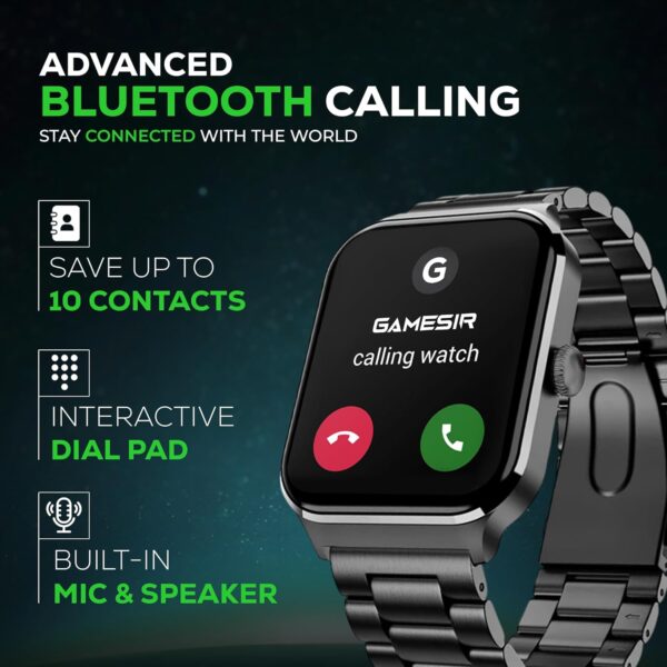 GameSir Nexoro 2.01” Smartwatch for Men & Women Bluetooth Call, Heart Rate, SpO2, Sleep & 100+ Sports Modes, IP68 Waterproof, Compatible with Android & iPhone (Metal Black)