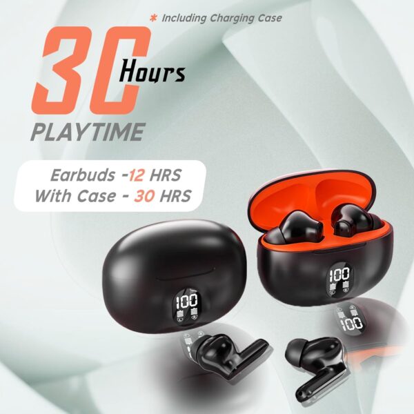 Kratos Cube Ear Buds Wireless with 30H Playtime, Noise Isolation & Clear Calls, Bluetooth Earbuds with Voice Assistant, Ear Buds with Bluetooth V 5.3 & with Type C Fast Charging, IPX4 TWS Earphones