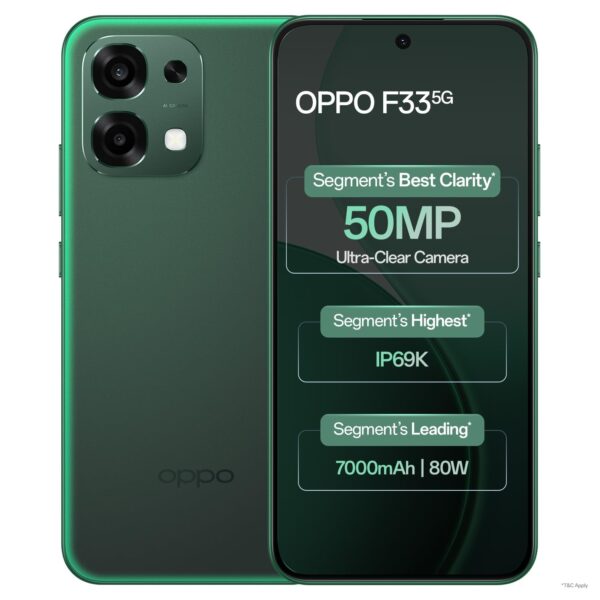 OPPO F33 5G Smartphone Forest Green Front View
