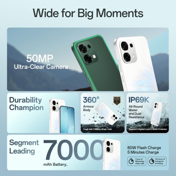 Oppo F33 5G Smartphone (8GB RAM, 256GB Storage, Forest Green)|50MP AI Camera |7000mAh Long Battery |45W Fast Charging-with No Cost EMI/Bank Offers