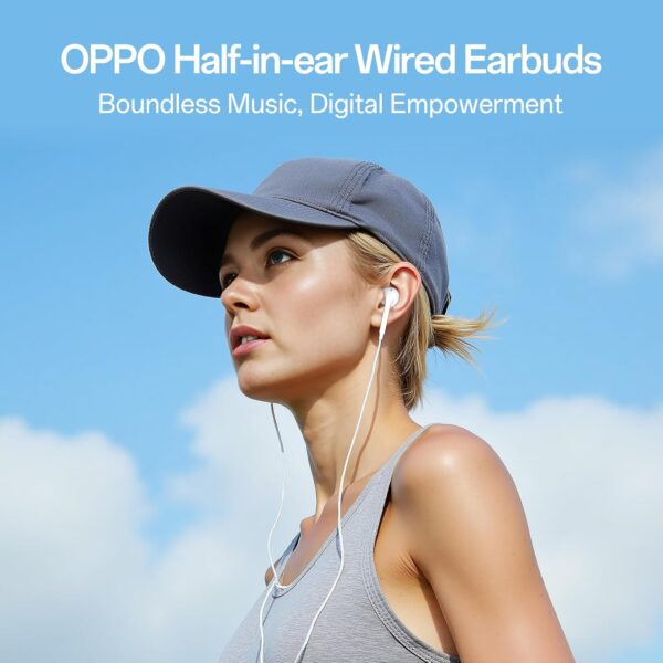 Oppo Type-C Half-in-Ear Wired Earbuds,14.2mm Dynamic Coil, with Multi-Function Remote-MH136 (White)