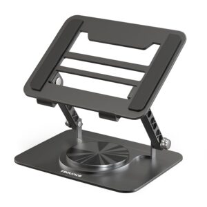 Sounce HyperLift Aluminium Laptop Stand, 6-Angle Adjustable Ergonomic Foldable Riser with Carry Pouch, Ventilated Cooling, Anti-Slip, Compatible with MacBook HP Dell Lenovo 10-15.6 Inch (Black)