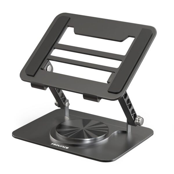 Sounce HyperLift Aluminium Laptop Stand, 6-Angle Adjustable Ergonomic Foldable Riser with Carry Pouch, Ventilated Cooling, Anti-Slip, Compatible with MacBook HP Dell Lenovo 10-15.6 Inch (Black)
