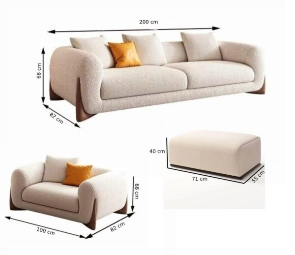 Velvet Contemperory Sofa with Cushion Chaise Lounge Sectional Sofa Perfect for Living Room & Bedroom Guests Home & Office (3+1+1 Boucle Teddy Fabric Sofa, 5 Seater)