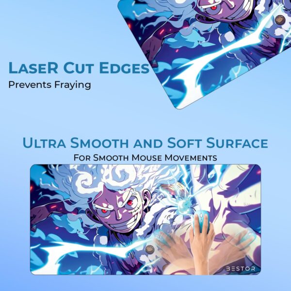 BESTOR Anime Extended Gaming Mouse pad with Anti-fray Stitching, Waterproof Surface & Non-Slip Rubber Base Gaming Mouse Mat for Laptop (60cmx34cm)
