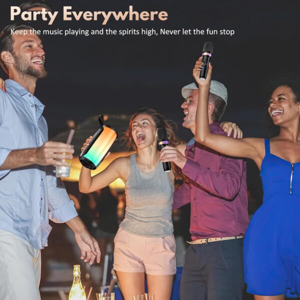 JYX Speaker with Mic System for Singing, Portable Bluetooth Speakers with Dazzling Light and 2 Wireless Mics for Adults, Mini Karaoke Set for Home, Birthday Gifts Toys for Party (Colorful+2 Mics)