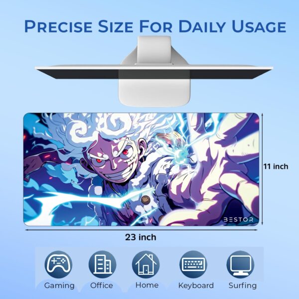 BESTOR Anime Extended Gaming Mouse pad with Anti-fray Stitching, Waterproof Surface & Non-Slip Rubber Base Gaming Mouse Mat for Laptop (60cmx34cm)