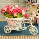 cycle shape flower vase with peonies home decor item