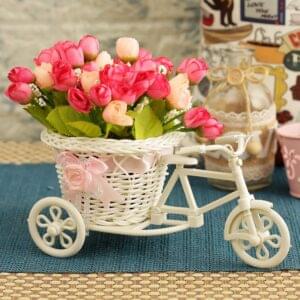 cycle shape flower vase with peonies home decor item