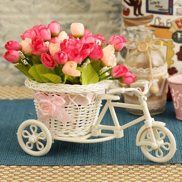 cycle shape flower vase with peonies home decor item